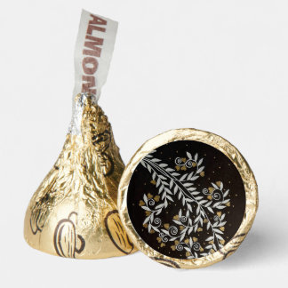 Elegant Black Gold Hearts Botanical Hershey®'s Kisses®