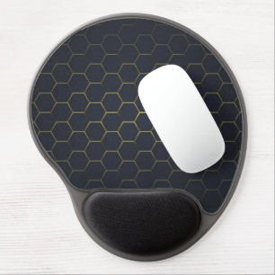 Elegant Black Gold Hexagonal Pattern Gel Mouse Pad