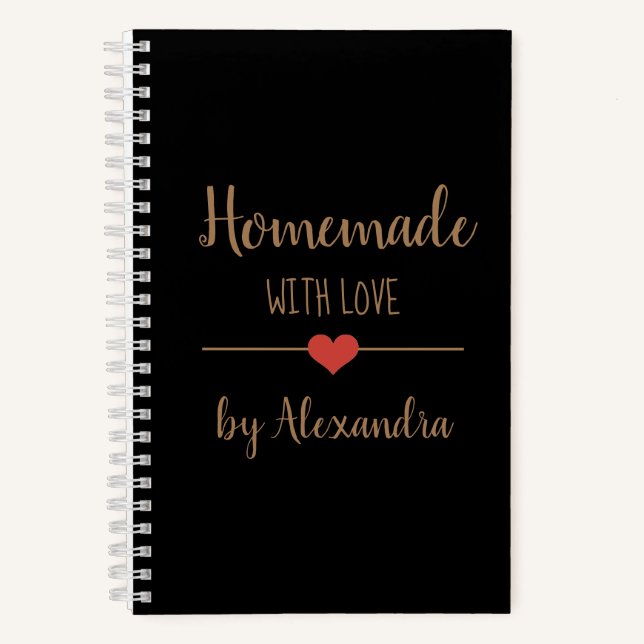 Elegant black gold Homemade with love recipe Notebook (Front)