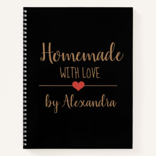 Elegant black gold Homemade with love recipe Notebook