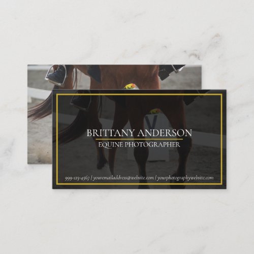  Elegant Black Gold HorseEquestrian Photographer Business Card