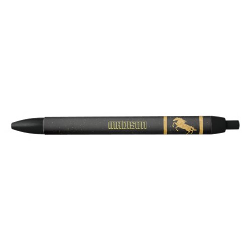 Elegant Black Gold Horse personalized School Black Ink Pen