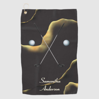 Elegant Black Gold Ink Alcohol Gift Fab Golf Towel