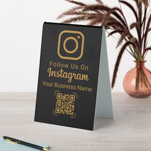 Elegant Black Gold Instagram Follow Us Table Tent (In SItu (Table))