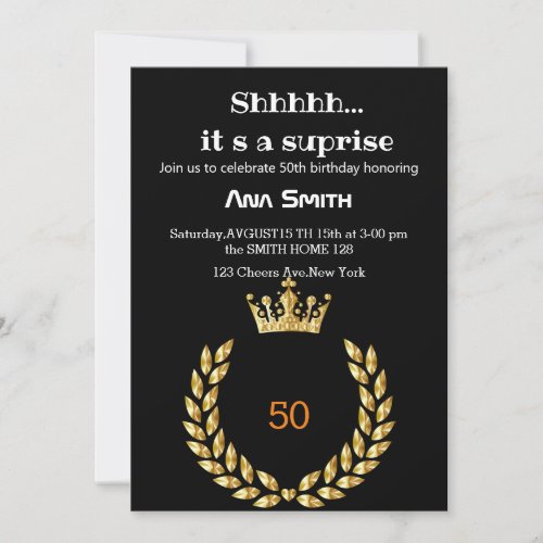 ELEGANT BLACK GOLD INVITATION SURPRISE