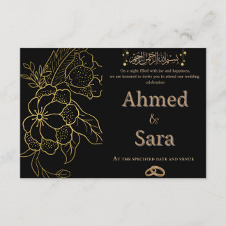 Elegant Black & Gold Islamic Wedding Invitation
