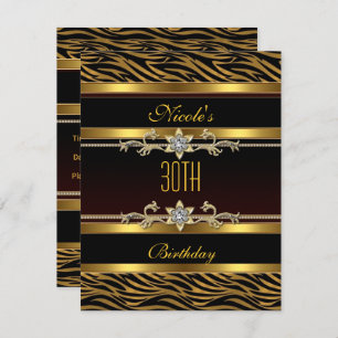 Elegant Black gold Jewel 30th Birthday Invitation