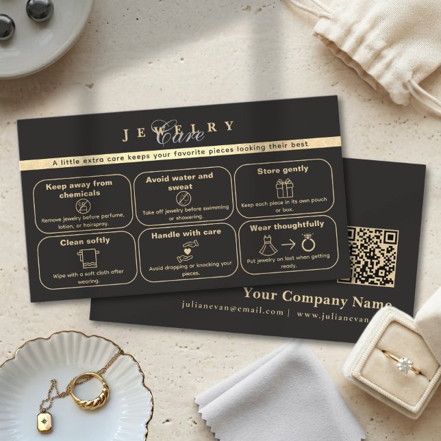 Elegant Black & Gold Jewelry Card Insert Card (Elegant Black & Gold Jewelry Card Insert Card)