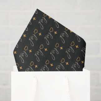 Elegant Black Gold JOY Calligraphy Christmas Tissue Paper