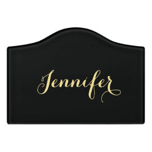 Elegant Black Gold Kids Girls Boys Nursery Room Door Sign