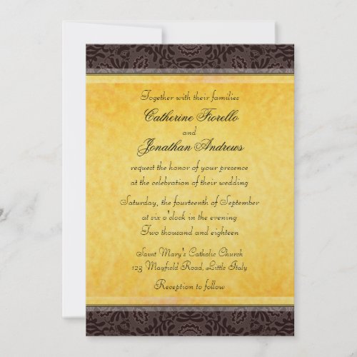 Elegant Black Gold Lace Wedding Invitation