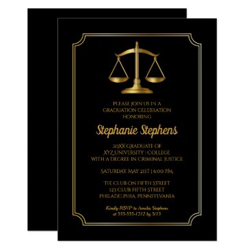 Elegant Black | Gold Law Attorney Graduation Party Invitation Elegant Black | Gold Law Attorney Graduation Party Invitation
