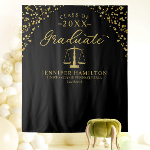 Elegant Black Gold Law School Graduation Backdrop