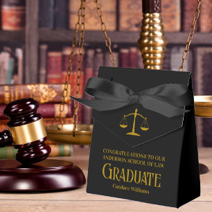 Elegant Black Gold Law School Graduation Party Favor Boxes