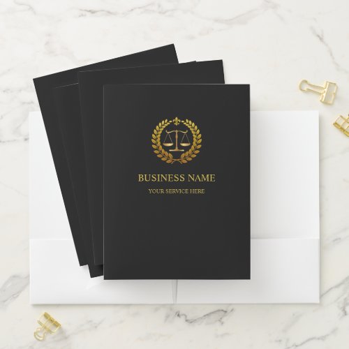 Elegant Black&Gold Lawyer Pocket Folder | Law firm