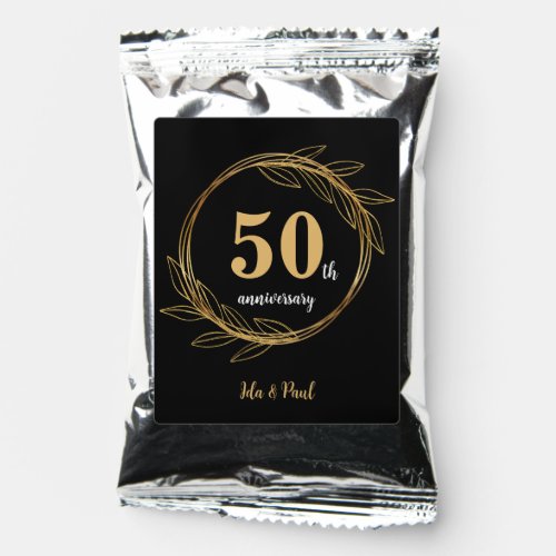 Elegant Black Gold Leaf 50th Wedding Anniversary Coffee Drink Mix