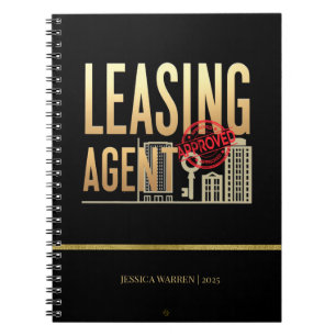 Elegant Black Gold Leasing Agent – Personalized Notebook