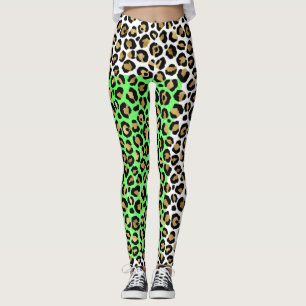 Elegant Black Gold Leopard Animal Print Leggings
