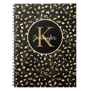 Elegant Black Gold Leopard Cheetah animal print Notebook