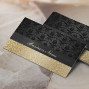 Elegant Black & Gold Leopard Print Damask Business Card at Zazzle