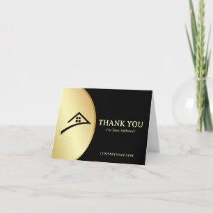 Elegant Black & Gold Letterpress Thank You Card
