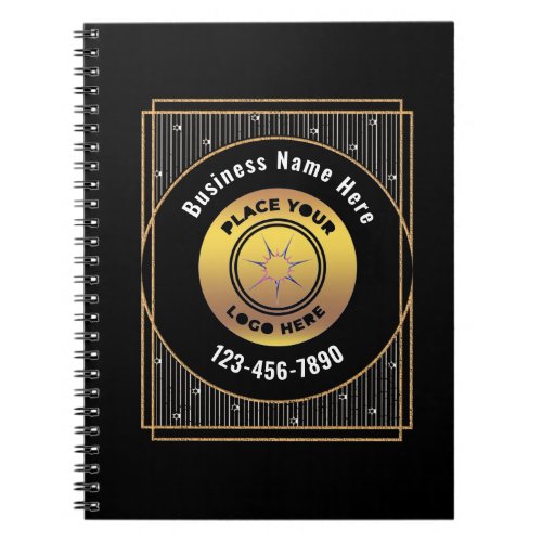 Elegant Black Gold Logo Business Personalize  Notebook