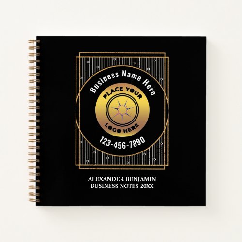 Elegant Black Gold Logo Business Personalize   Notebook