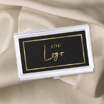 Elegant Black & Gold Logo Chic Simple Business Card Case<br><div class="desc">Display your business cards in style with this elegant black and faux gold business card case design. Featuring space for your logo on black background with a gold color border. Perfect to store and cary your business cards when on-the-go.</div>