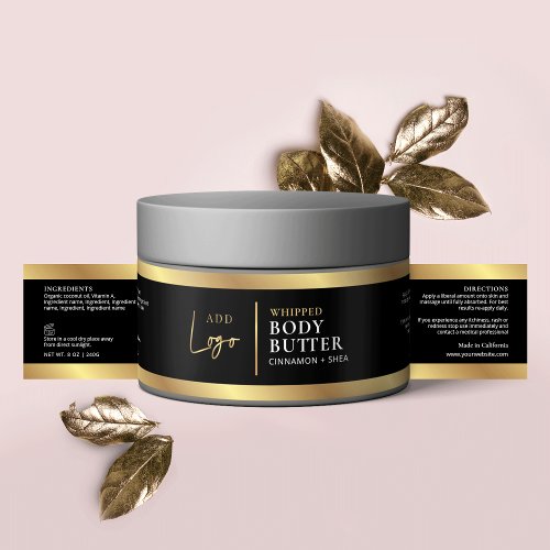 Elegant Black Gold Logo Cosmetic Jar Wrapper Label