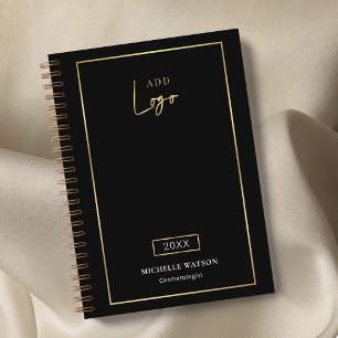 Elegant Black & Gold Logo Custom Business 2026 Planner