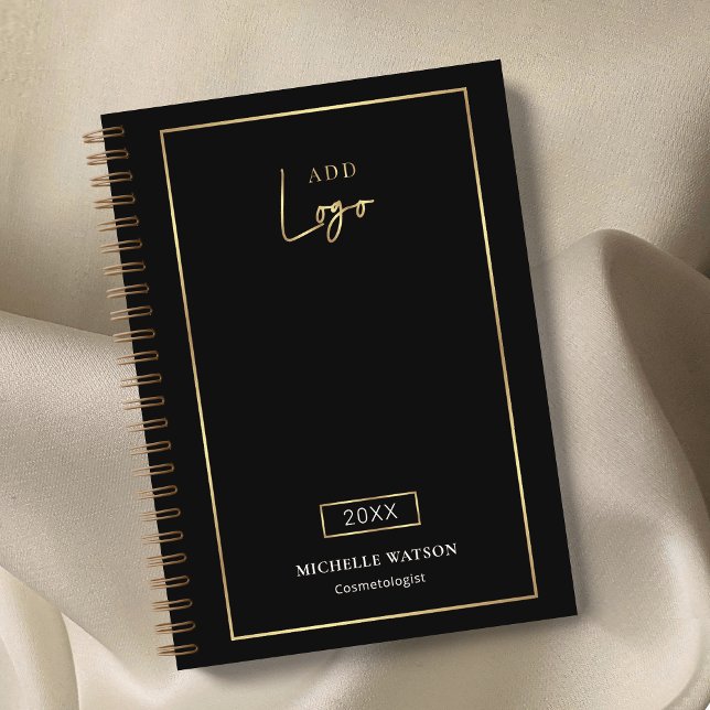 Elegant Black & Gold Logo Custom Business 2026 Planner (Elegant black and gold logo business planner with your custom text)