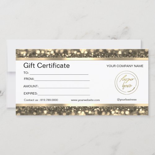 Elegant Black  Gold  Logo Gift Certificate