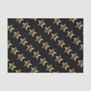 Elegant Black Gold Look Christmas Stars Pattern Tissue Paper