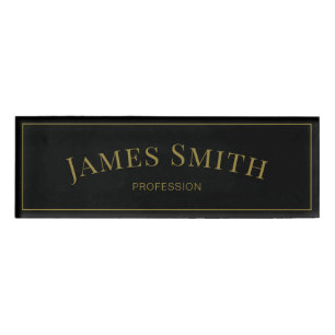 Elegant Black Gold Luxury Professional Name Tag