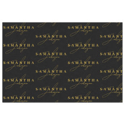 Elegant Black &amp; Gold Luxury Signature Script  Tissue Paper