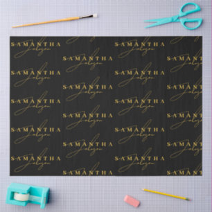 Elegant Black & Gold Luxury Signature Script Tissue Paper