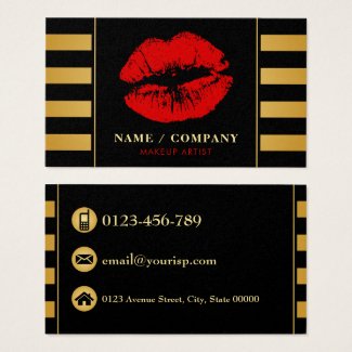 Elegant Black Gold Makeup Artist (Personalize) Business Card