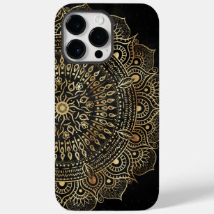Elegant Black Gold Mandala Floral Design Case-Mate iPhone 14 Pro Max Case
