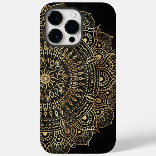 Elegant Black Gold Mandala Floral Design Case_Mate iPhone 14 Pro Max Case
