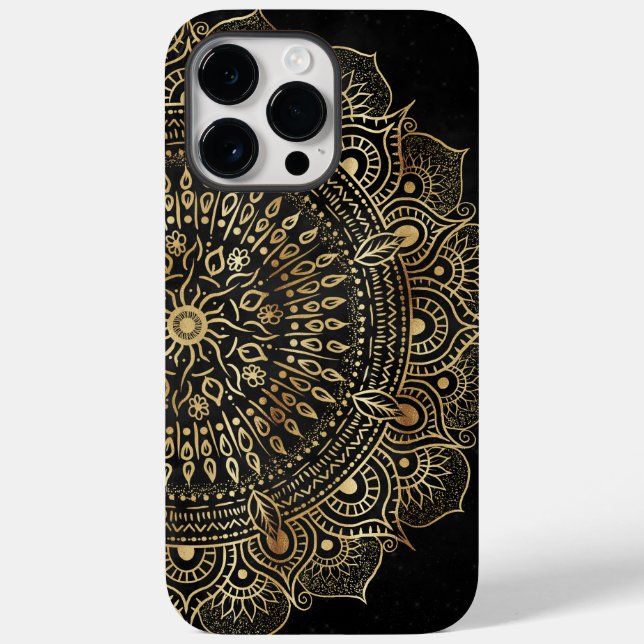 Elegant Black Gold Mandala Floral Design Case-Mate iPhone Case (Back)