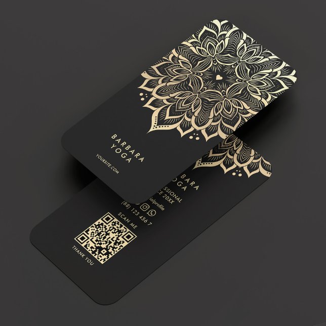 Elegant Black Gold Mandala Modern Yoga Instructor  Business Card (Elegant Black Gold Mandala Modern Yoga Instructor Business Card
)