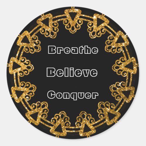 Elegant Black  Gold Mandala Motivation Stickers