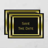Elegant Black & Gold  Man's 100th Save The Date (Front/Back)