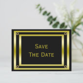 Elegant Black & Gold  Man's 100th Save The Date (Standing Front)