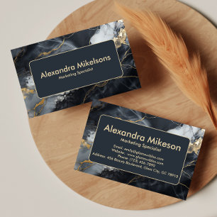 Elegant Black Gold Marble Business Card