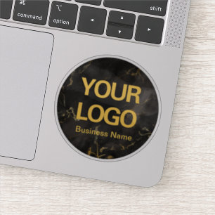 Elegant Black Gold Marble Business Logo Laptop Sticker