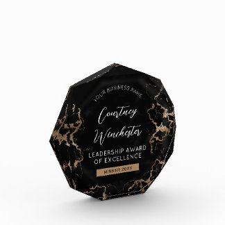 Elegant Black & Gold Marble Chic Business Employee Acrylic Award