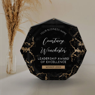 Elegant Black & Gold Marble Chic Business Employee Acrylic Award