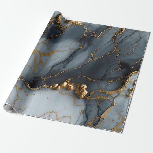 Elegant Black Gold Marble Chic Wrapping Paper