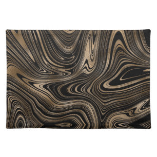 Elegant black gold marble cloth placemat